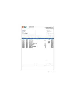 صورتحساب BNI Bank