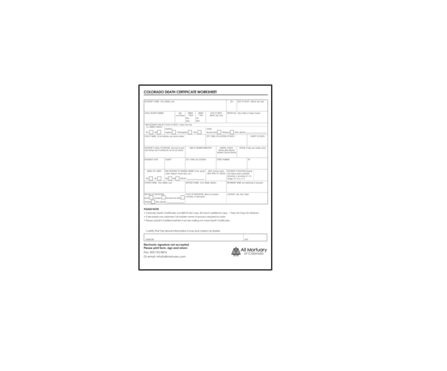 گواهی ولادت کلورادو - امریکا 1 گواهی ولادت کلورادو - امریکا 1