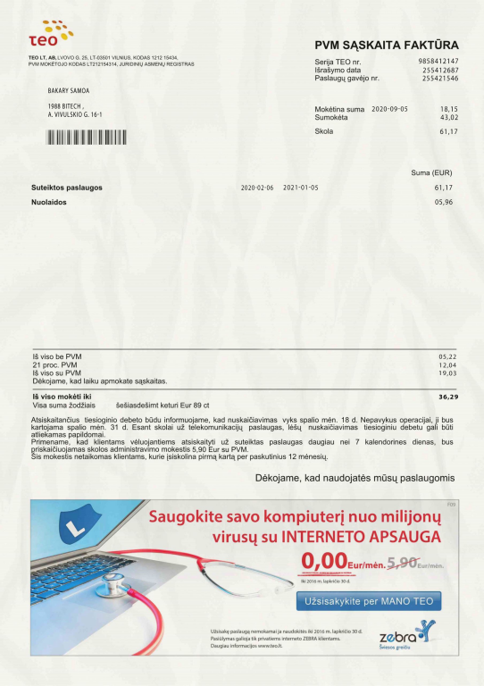 دانلود قبض انرژی لیتوانی