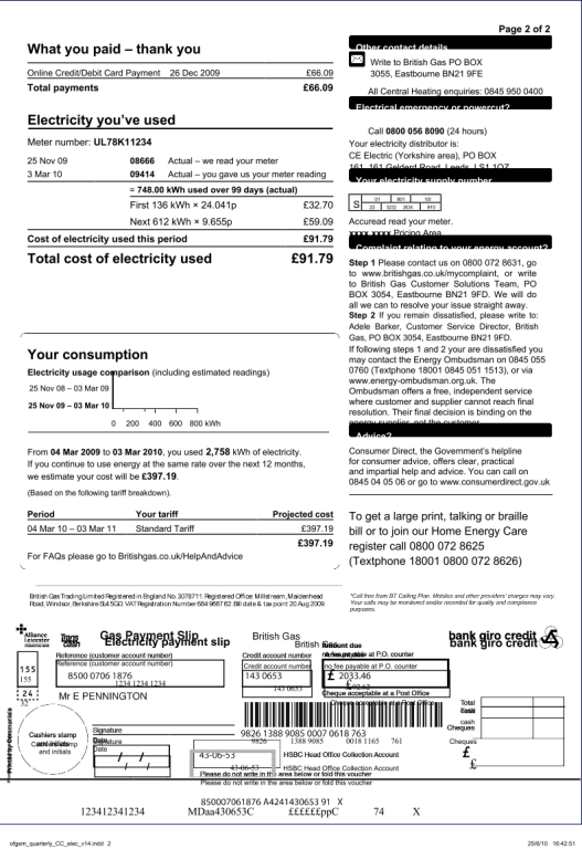 دانلود قبض گاز انگلیس