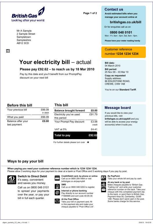 دانلود قبض گاز انگلیس