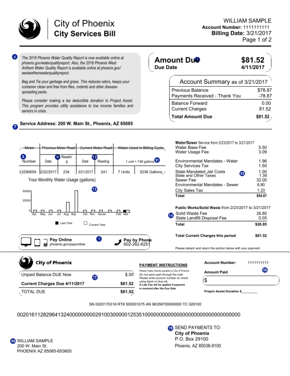 دانلود قبض آب امریکا آریزونا